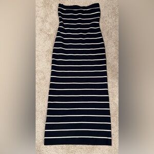 Abercrombie & Fitch Halter Dress Maxi Fitted Black And White Stripe Size Medium